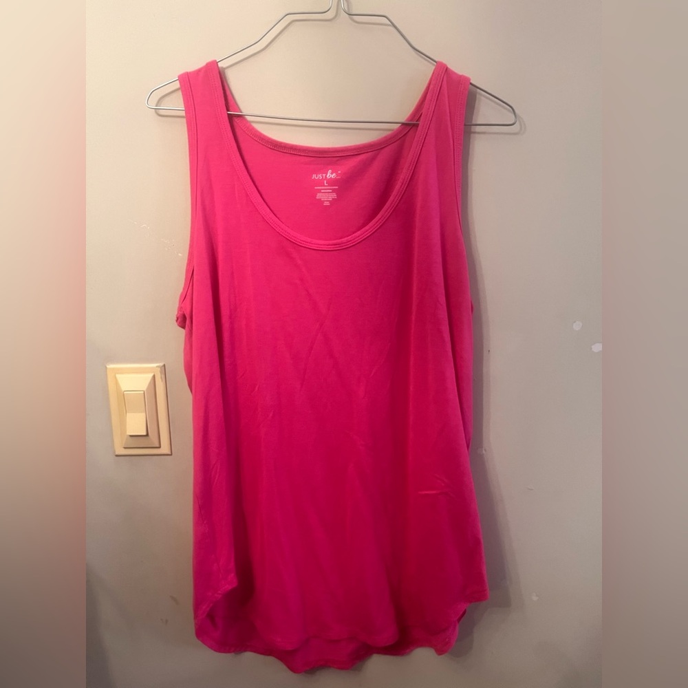 just be Bright Pink Scoop Neck Tank Top - Women's Sleeveless Tee